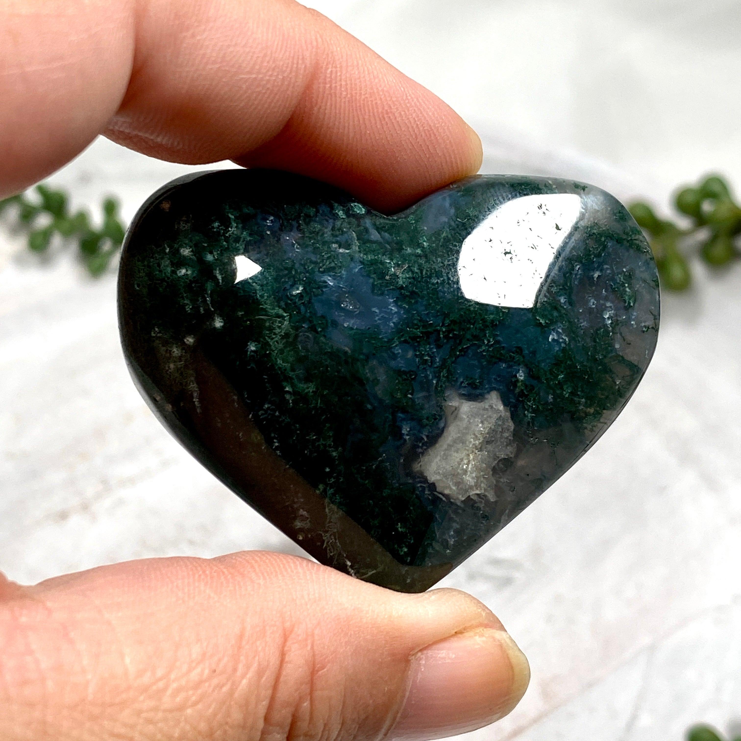 Natural Moss Agate Heart Pendant - Healing Crystal Jewelry for Love & Emotional Balance - Perfect for Meditation, Gifts & Spiritual Healing