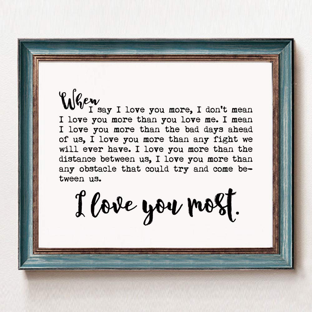 Romantic 'I Love You Most' Wall Art Sign - 11x14 Inch Unframed Home Decor for Bedroom & Living Room - Perfect for Couples, Anniversaries & Valentine's Day Gifts