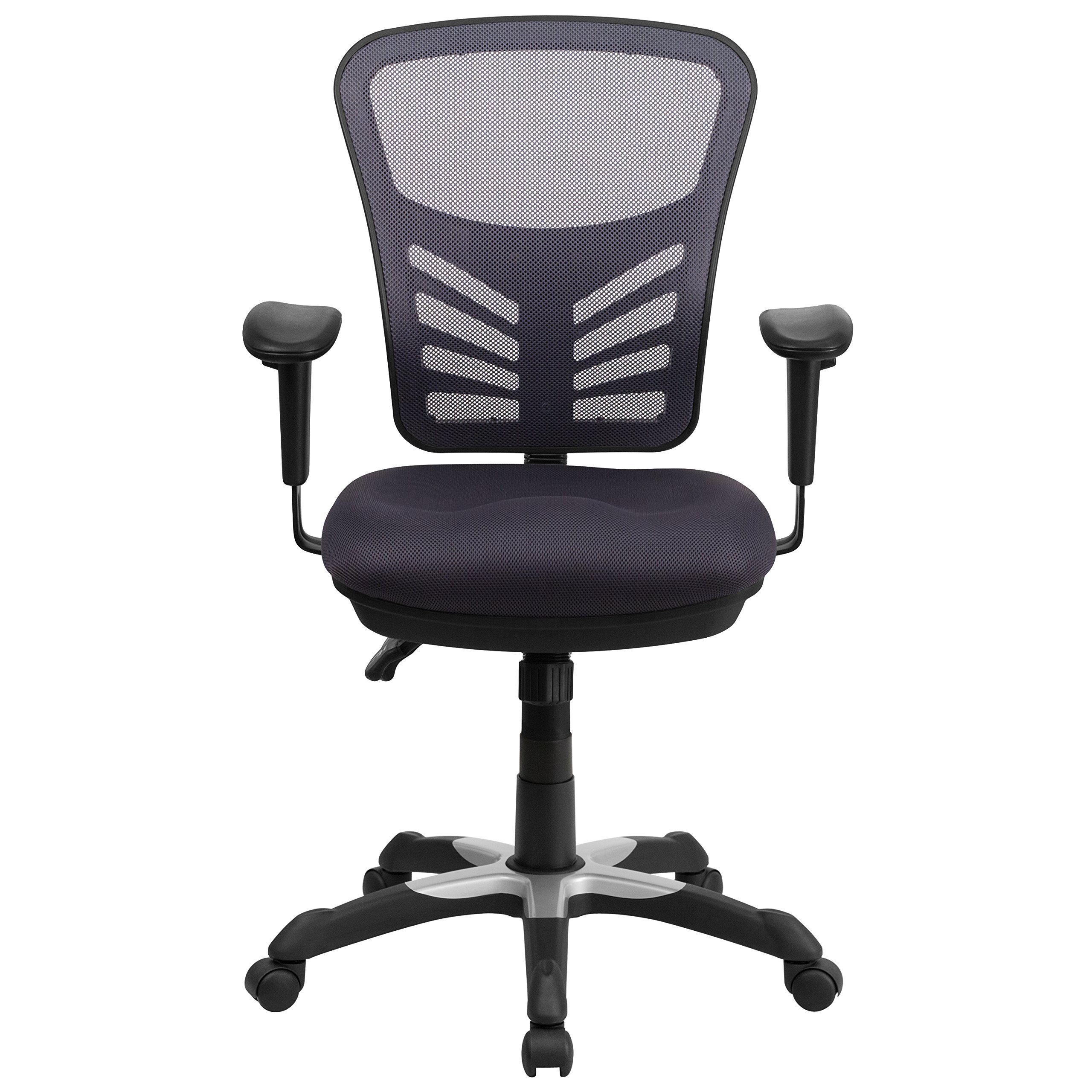 Ergonomic Mesh Office Chair with Adjustable Lumbar Support - Flash Furniture Nicholas Mid-Back Swivel Chair for Home Office & Gaming, Dark Gray - Perfect for Long Work Sessions & Esports Gaming