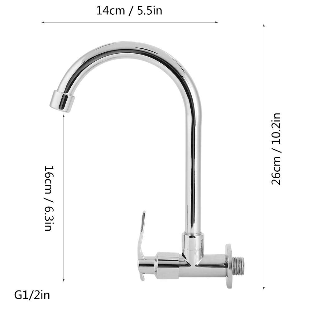 High-Quality Single Cold Wall-Mounted Kitchen Faucet with G1/2in Rotating Spout - Perfect for Small Sinks, RVs, and Outdoor Kitchens (No Hose Included)