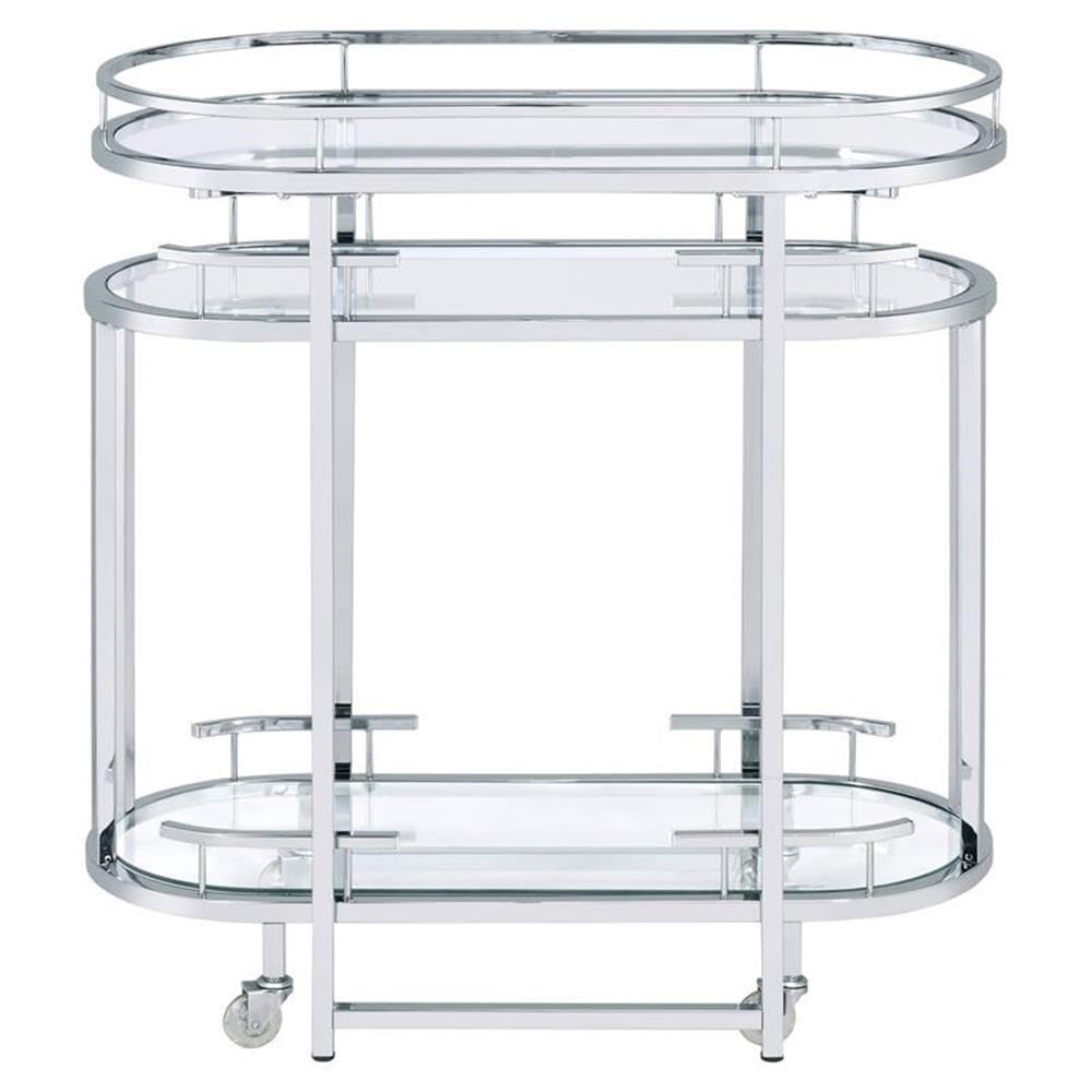 Acme Piffo Clear Glass Top Storage Serving Cart with Chrome Frame - Perfect for Kitchen, Dining Room, Bar, and Outdoor Entertaining