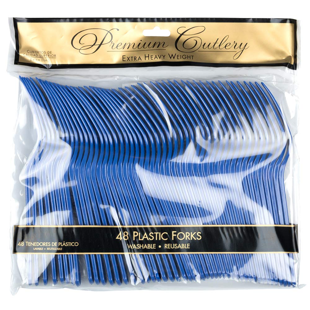 JAM PAPER Premium Plastic Forks - Royal Blue Disposable Utensils (48-Pack) - Perfect for Parties, Picnics, BBQs & Events