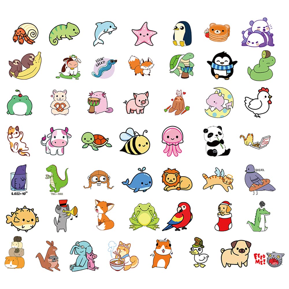 100pcs Cute Animal Stickers - Frog, Penguin, Fox, Panda, Elephant Decals for Laptop, Water Bottle, Notebook | Fun DIY Decor for Kids, Teens, Girls & Boys | Perfect for School, Scrapbooking & Gift Giving