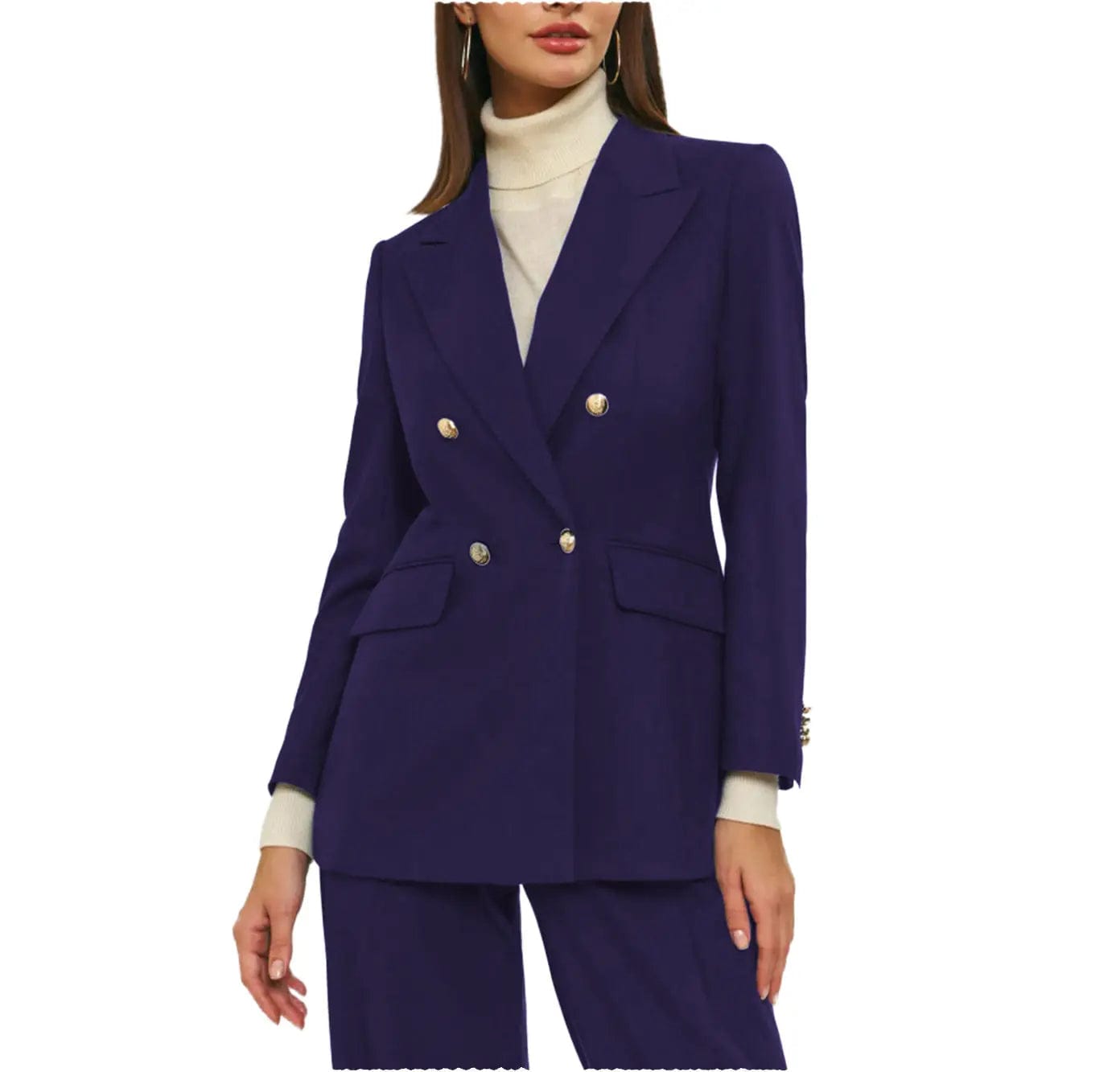 2-Piece Women's Single Button Shawl Lapel Suit Set (Blazer & Pants) - Office Wear, Business Attire & Formal Events