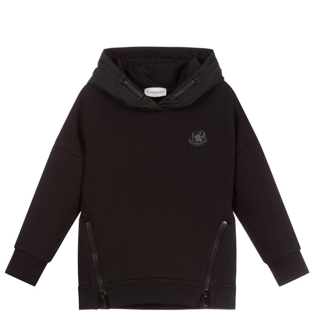 Moncler Black Logo Hoodie for Girls - Stylish & Warm Winter Jacket for Outdoor Activities & School