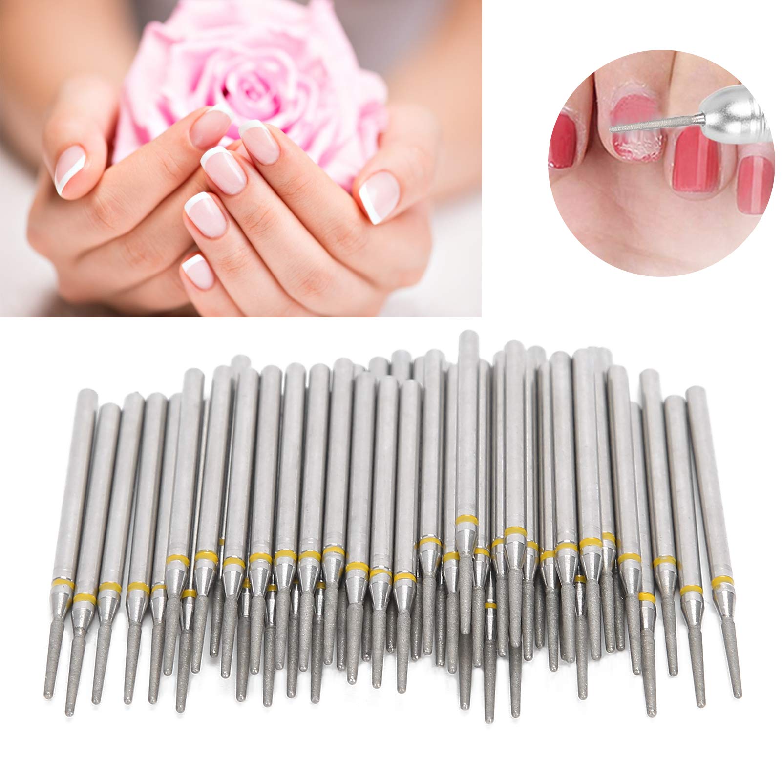 50pcs Nail Drill Bits Kit for Manicure & Acrylic Removal - Salon & Home Use