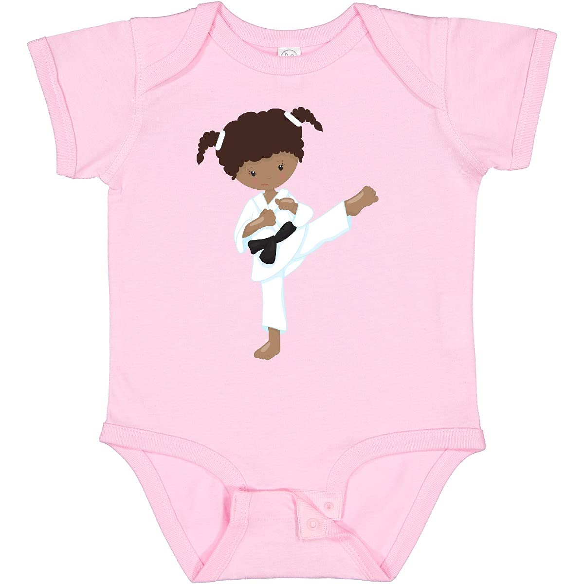 Inktastic African American Girl Karate Girl Black Belt Baby Bodysuit - Cute Outfit for Toddler Martial Arts & Playtime
