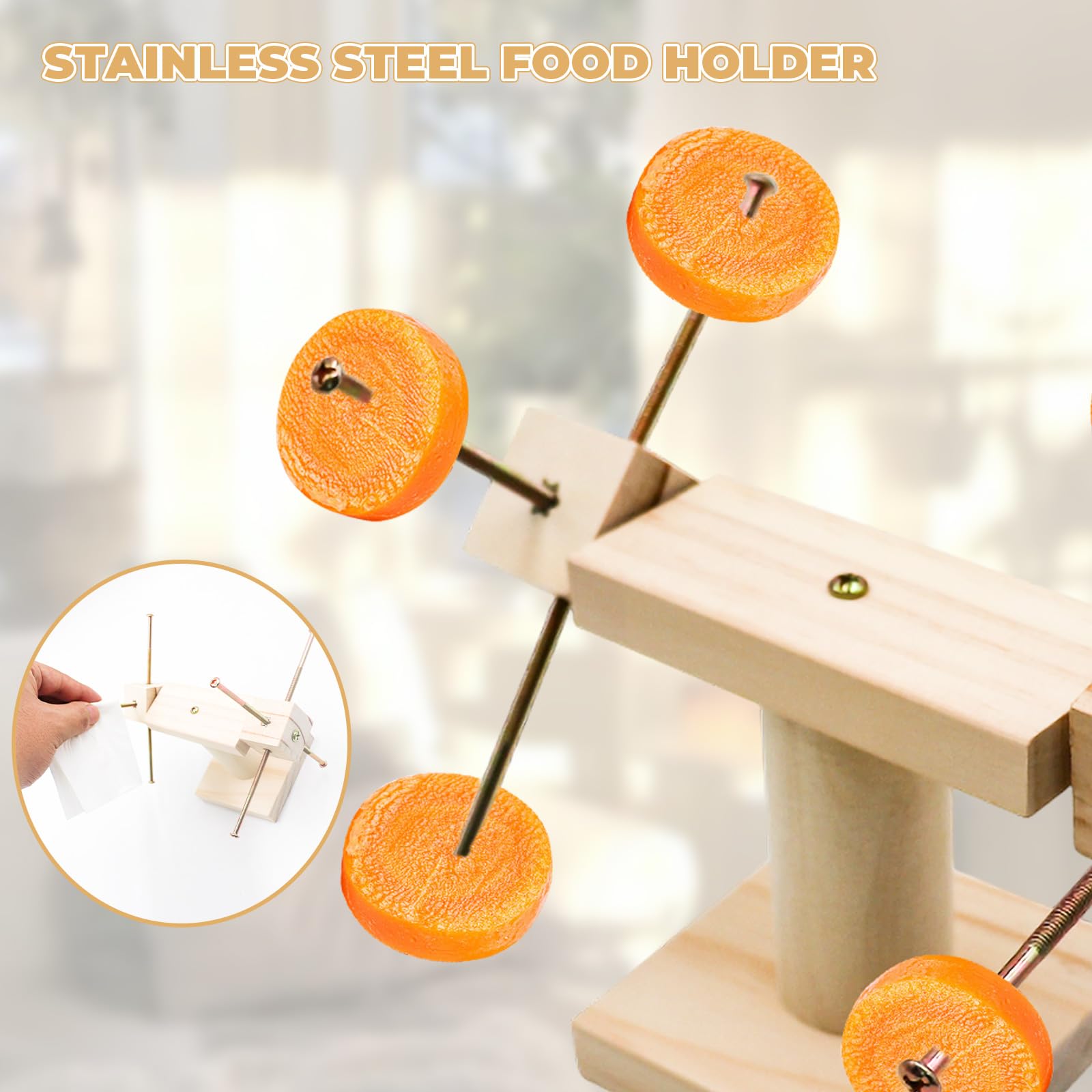 Wooden Rat Enrichment Toys - Interactive Spinning Treat Dispenser for Hamsters & Gerbils - Small Pet Exercise Toys for Cage Play