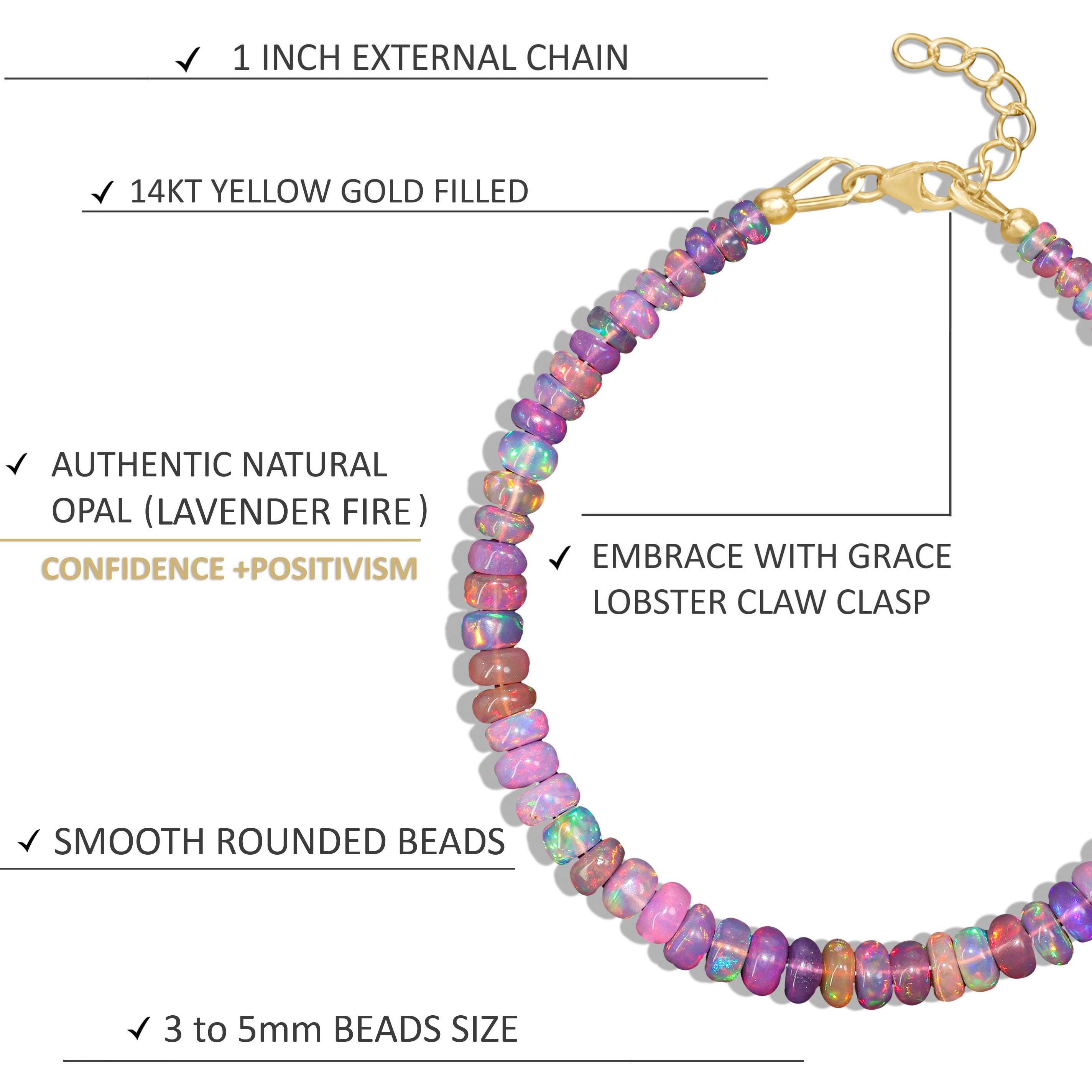 Natural Purple Opal 4-5mm Beaded Handmade Bracelet for Women | Boho Chic Jewelry | Gift for Her | Perfect for Parties, Weddings & Everyday Wear
