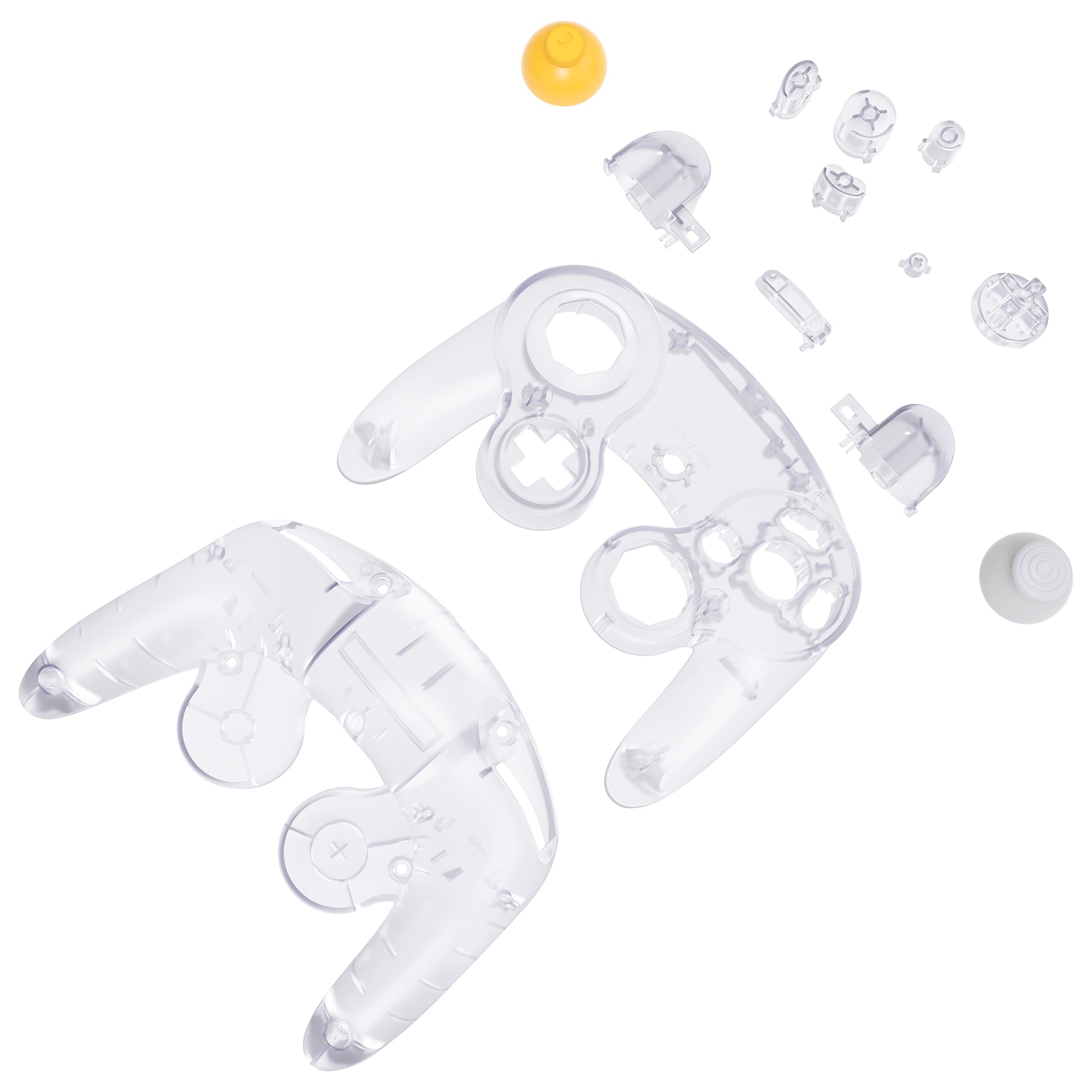 eXtremeRate Clear Replacement Faceplate & Backplate with Buttons for Nintendo GameCube Controller (GCNM5003) - Perfect for Gaming, Collecting & Controller Customization