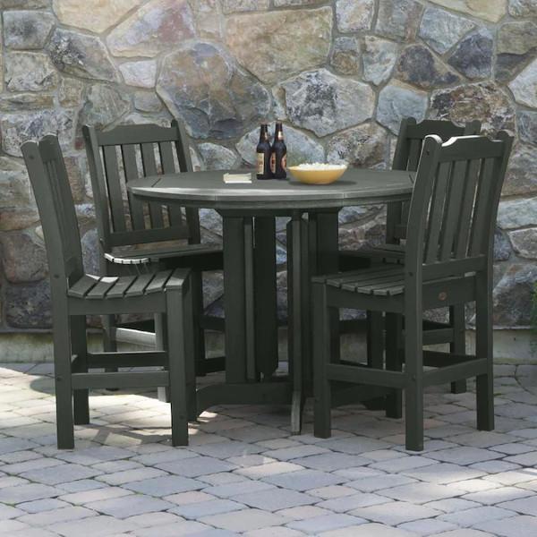 Lehigh 5-Piece Round Counter Height Recycled Plastic Outdoor Dining Set - Patio, Deck, Garden, or Backyard Furniture for Casual Entertaining