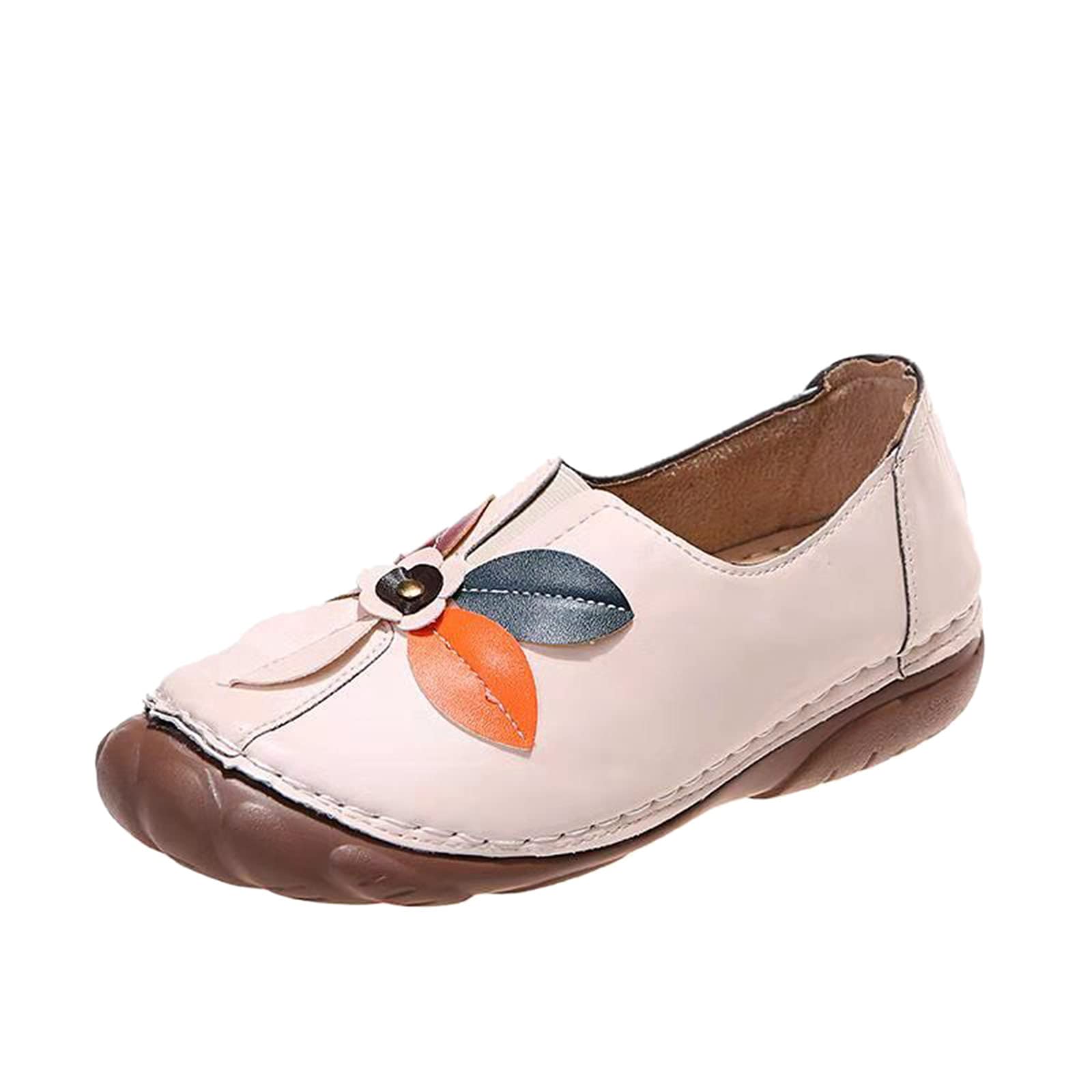 DHENLI Women's Round Toe Loafers - Floral Embroidered Flat Shoes for Casual Wear, Wedding & Office - Comfortable Slip-On Ballet Flats for Women (Perfect for Daily Commute, Business Meetings & Special Occasions)