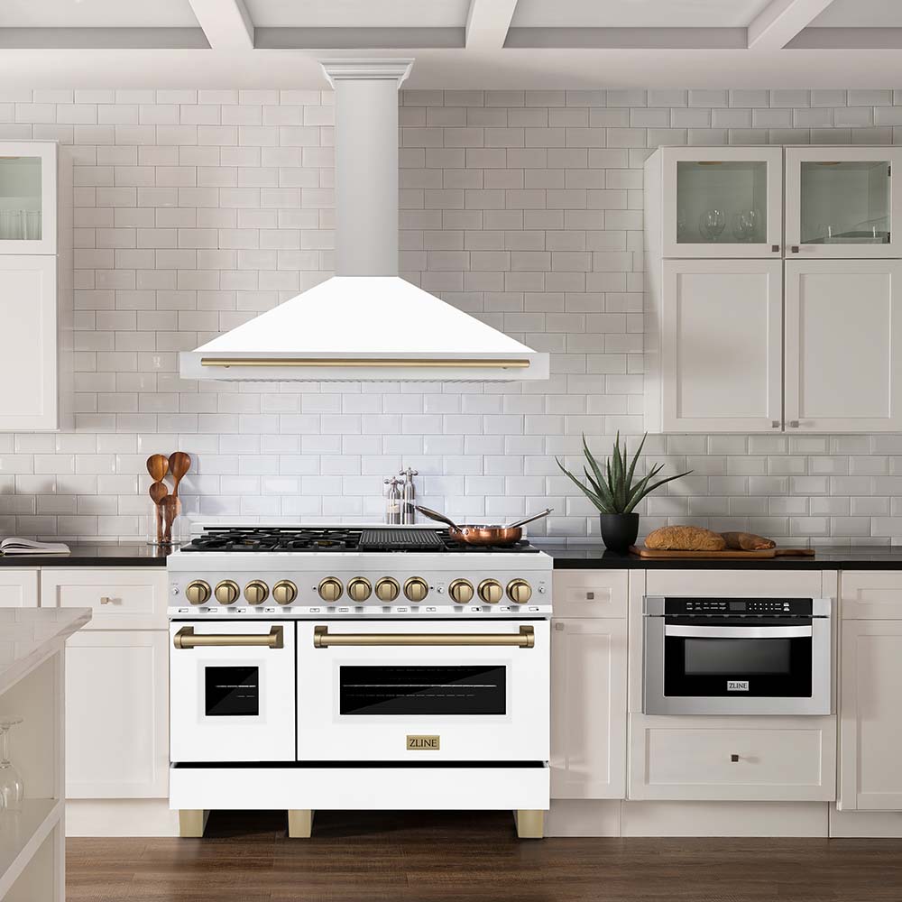 ZLINE KB4STZ WM48 48-Inch Convertible Stainless Steel Range Hood with White Matte Shell - Professional Kitchen Ventilation for Home Chefs | Perfect for Modern Kitchens, Open-Concept Homes & Gourmet Cooking