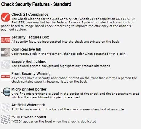 Endoc Computer Check Paper - 50 Pack Blank Check Stock with Top Blank & Bottom Stub - Secure Laser Printer Checks for Business & Personal Use - Blue/Red Prismatic Design - Perfect for Payroll, Bills & Accounting