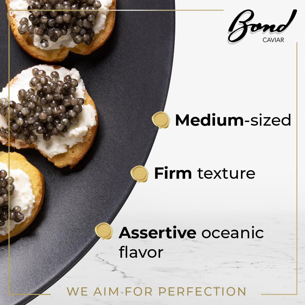 Premium Bond Siberian Osetra Aurora Caviar - World-Renowned Malossol Fish Roe with Sea Salt, Small to Medium Pearls (2oz/56g) | Overnight Delivery | Luxury Gourmet Gift for Weddings, Anniversaries & Fine Dining Experiences