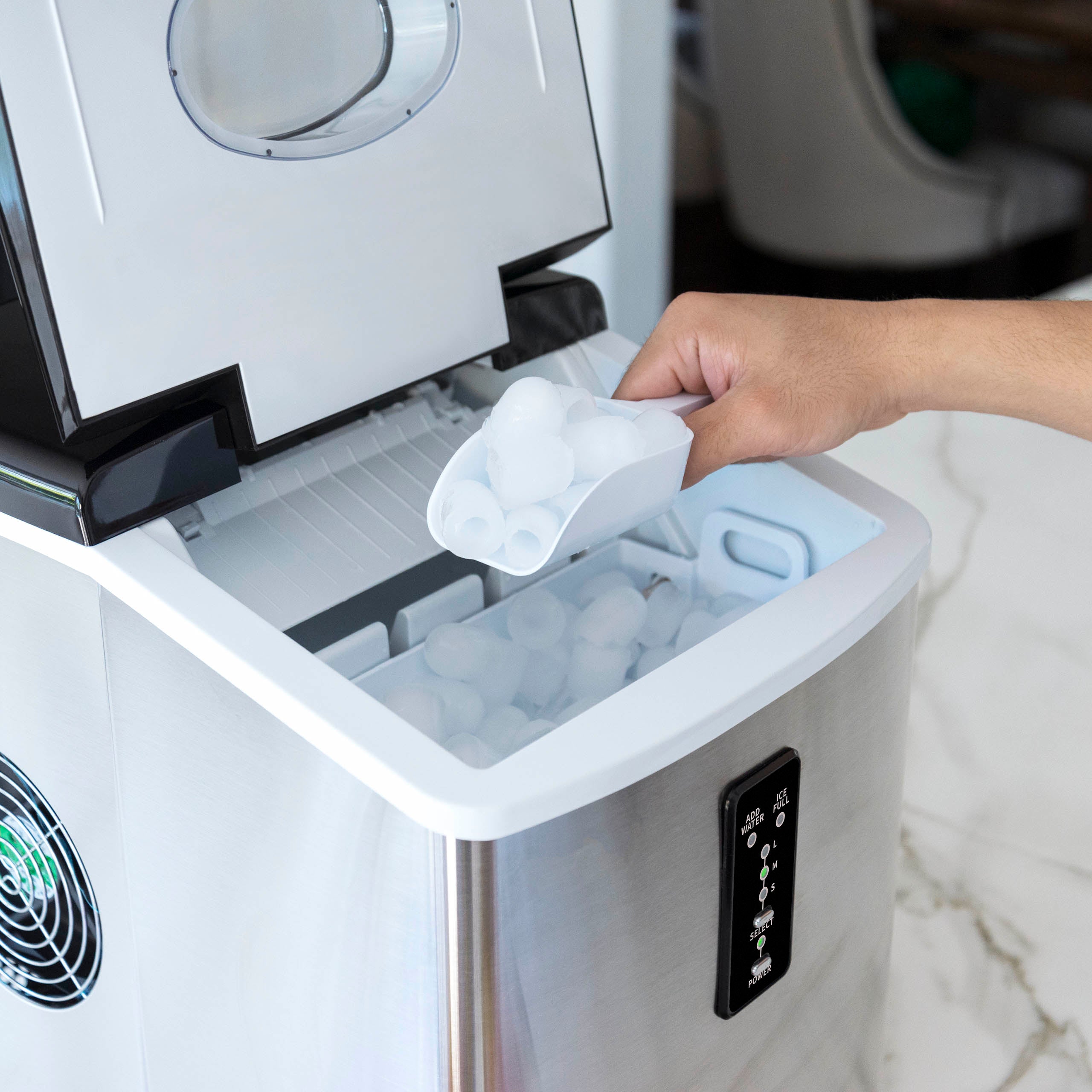Newair® Countertop Ice Maker - 28 lbs/Day, Bullet Ice Machine for Home, Office, Bar & Parties | Fast & Portable Ice Cube Maker for Cocktails, Beverages & Outdoor Events