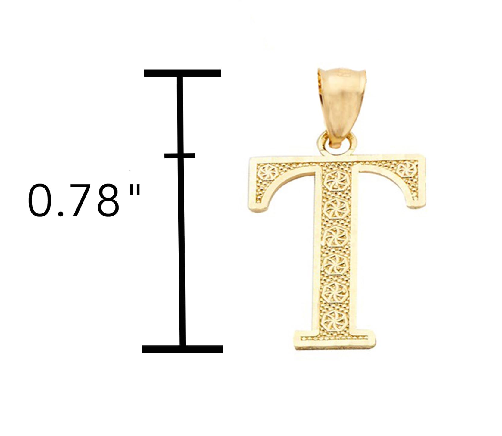 10K Yellow Gold Diamond Cut A to Z Alphabet Initial Letter Charm Necklace Pendant - Personalized Name Jewelry for Women, Girls - Perfect Gift for Birthday, Anniversary, Valentine's Day & Everyday Wear