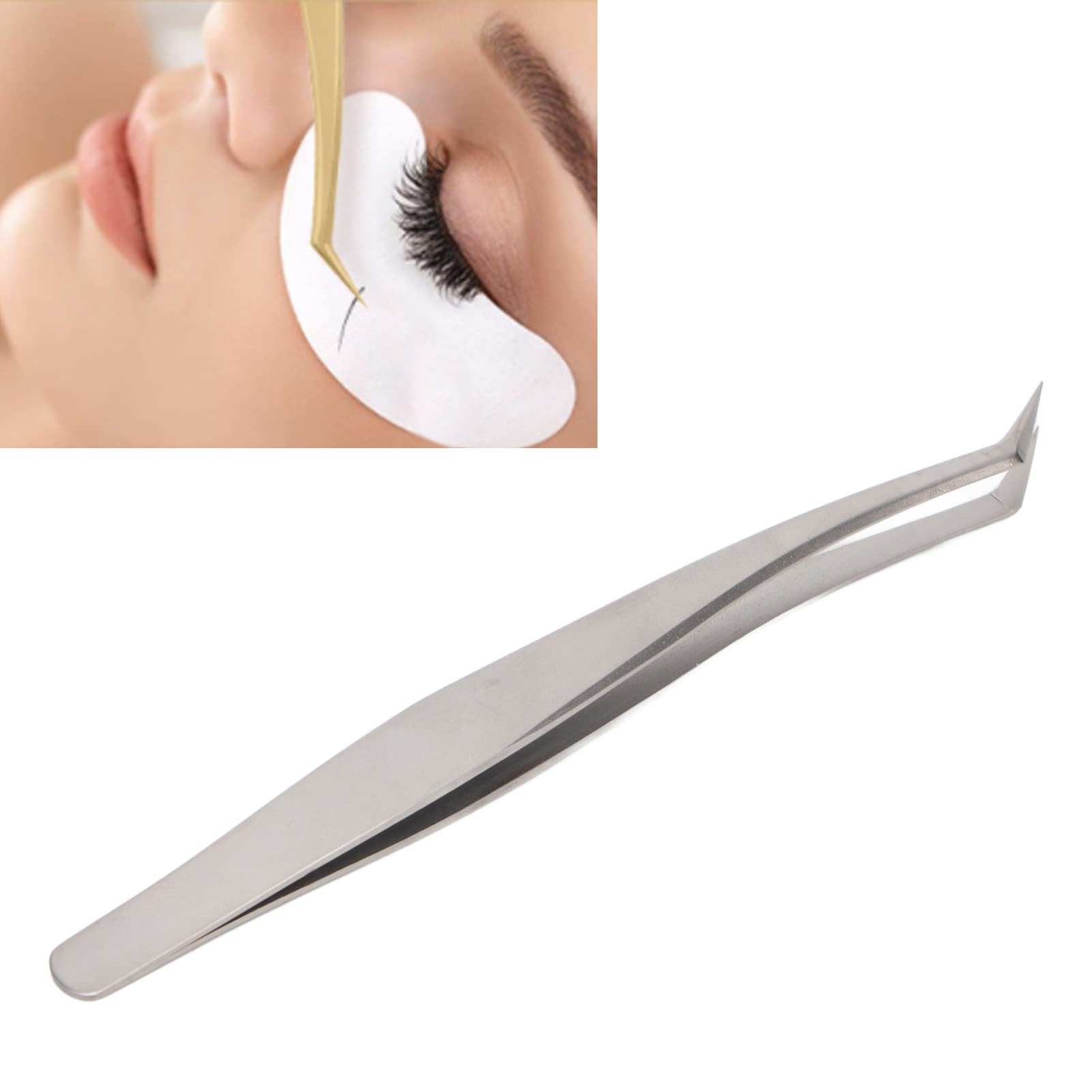 Professional Stainless Steel Eyelash Extension Tweezers - Straight Pointed Lash Tweezer for Precise Grafting, Strong Hardness for Salon & Home Use (Short Oblique Tweezer) | Perfect for Lash Artists, DIY Extensions & Beauty Professionals