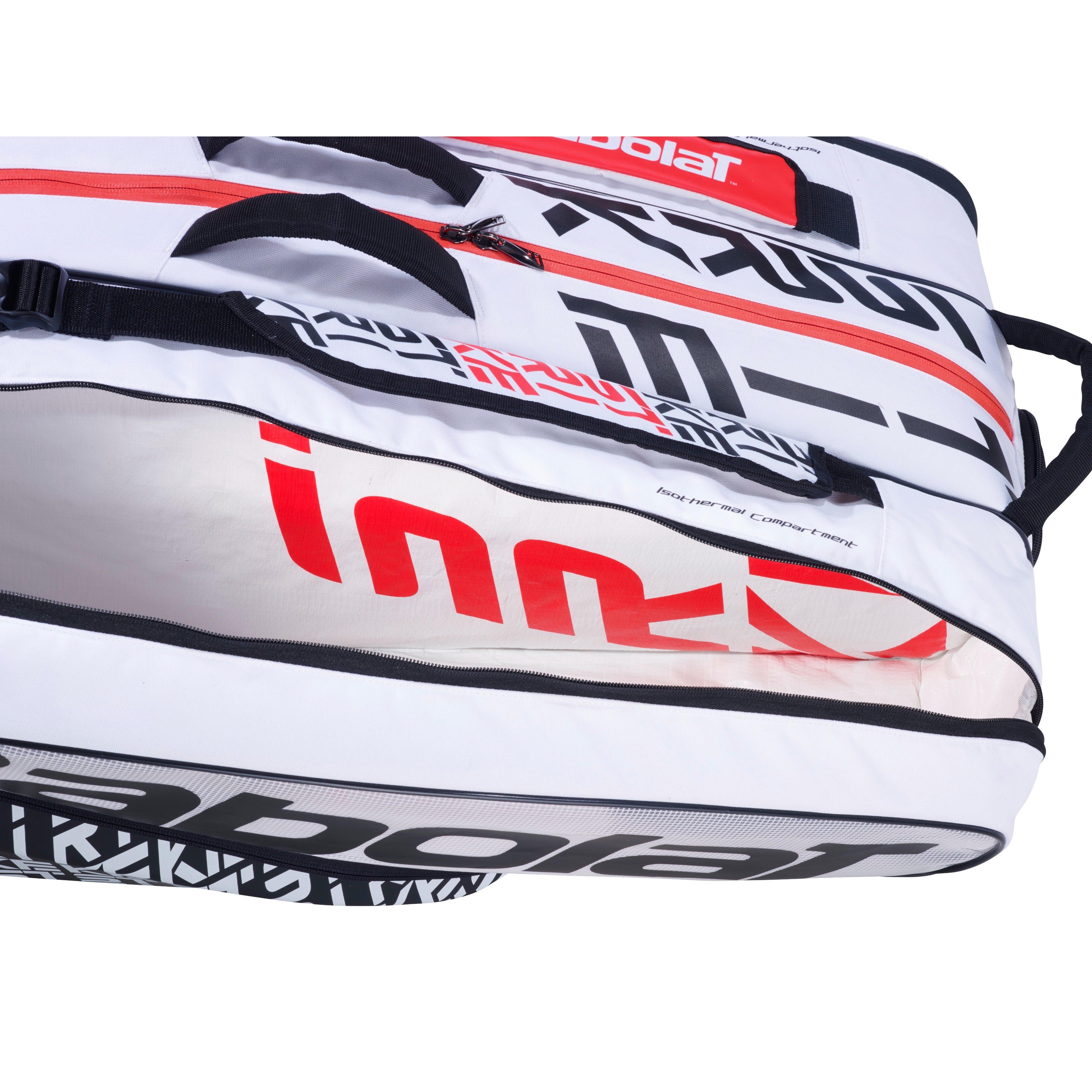 Babolat Pure Strike Tennis Bag 12 Pack - White, Black, Red (Model 173915) | Premium Tennis Gear for Players & Coaches | Perfect for Tournaments, Practice & Travel