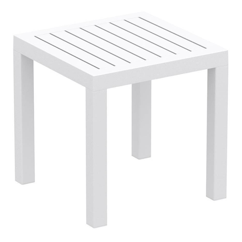 White 2-Piece Square Resin Patio Side Table Set by Home Square - Perfect for Outdoor Lounging, Poolside Relaxation & Garden Decor