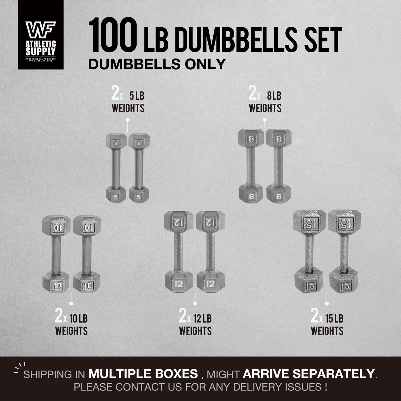 CAPHAUS Cast Iron Hex Dumbbell Set - Heavy Duty Strength Training Weights for Home Gym, Men & Women - Solid Hexagon Grey Free Weights (With/Without Rack Options) - Perfect for CrossFit, HIIT & Full-Body Workouts