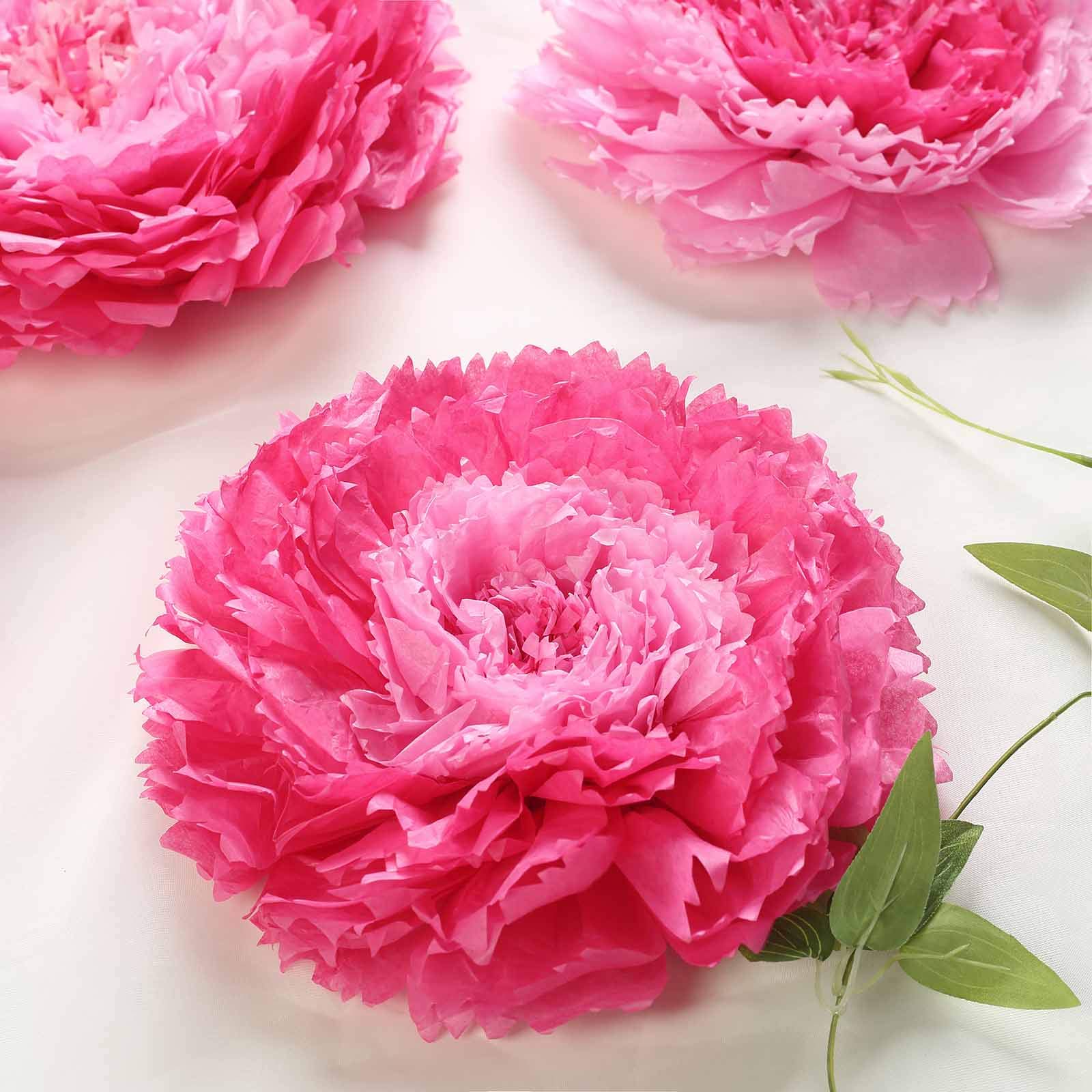 6-Pack Giant Fuchsia & Pink Peony Tissue Paper Flowers (7/9/11 Inch) - Wedding Backdrop, Party Decorations, Baby Shower, Bridal Shower, Home Wall Decor
