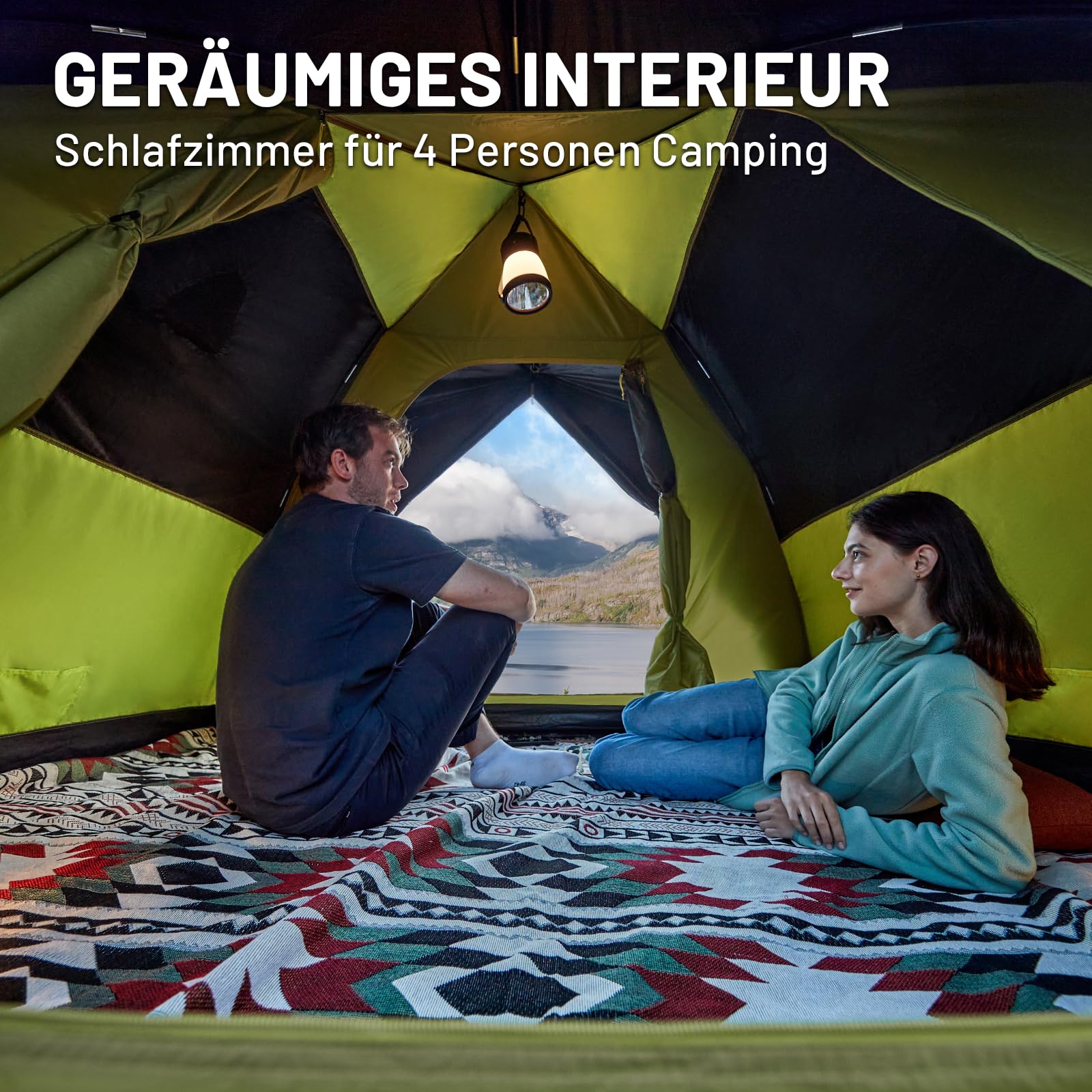 TIMBER RIDGE 4 Person Blackout Waterproof Camping Tent - 3000mm Dome Tent for Family Camping, Hiking, Travel & Outdoor Festivals | Perfect for Backpacking, Garden Use & Summer Adventures