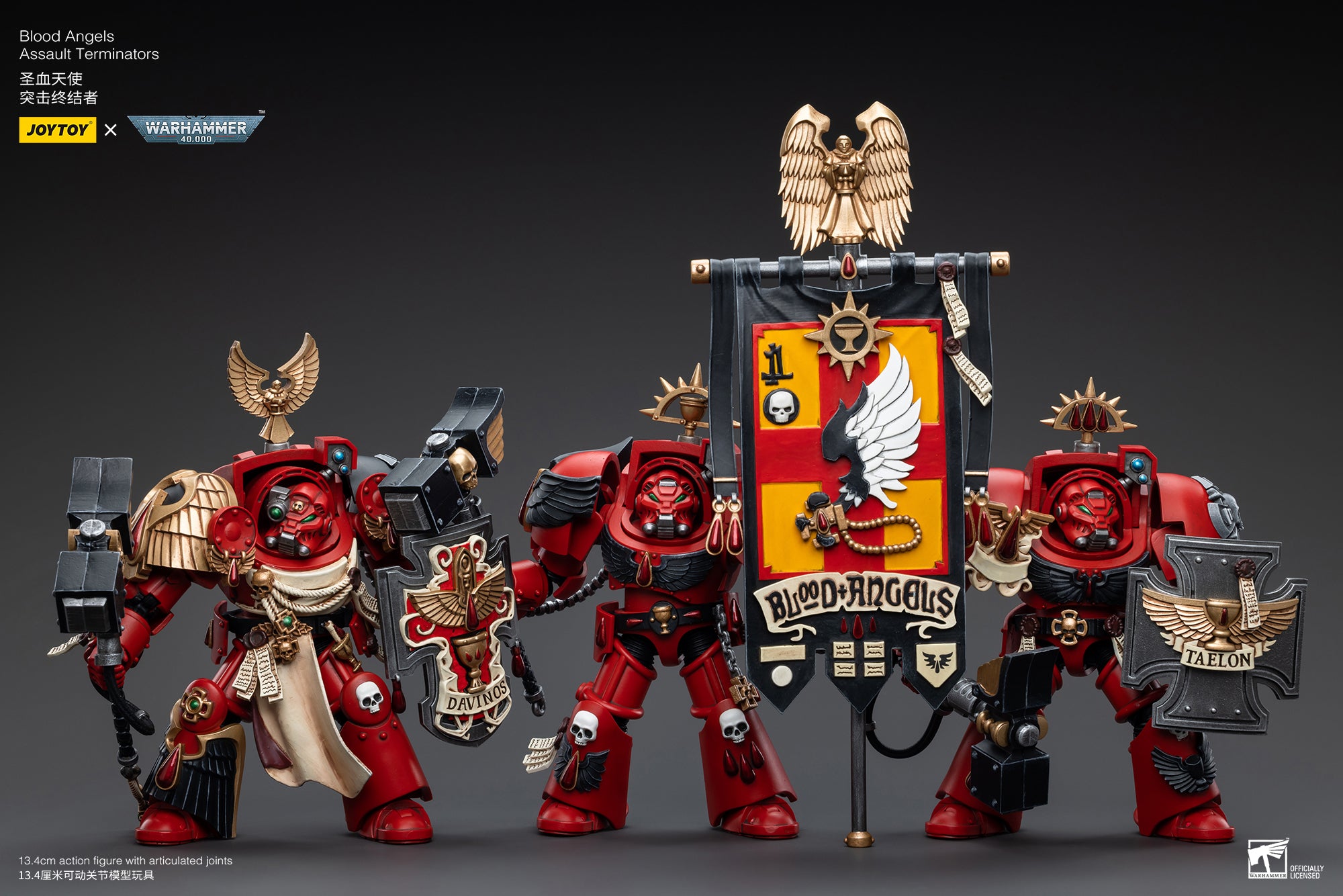 1/18 JOYTOY Warhammer 40K Blood Angels Assault Terminators Action Figure Set (3pcs) - Highly Detailed Collectible Miniatures for Tabletop Gaming & Display