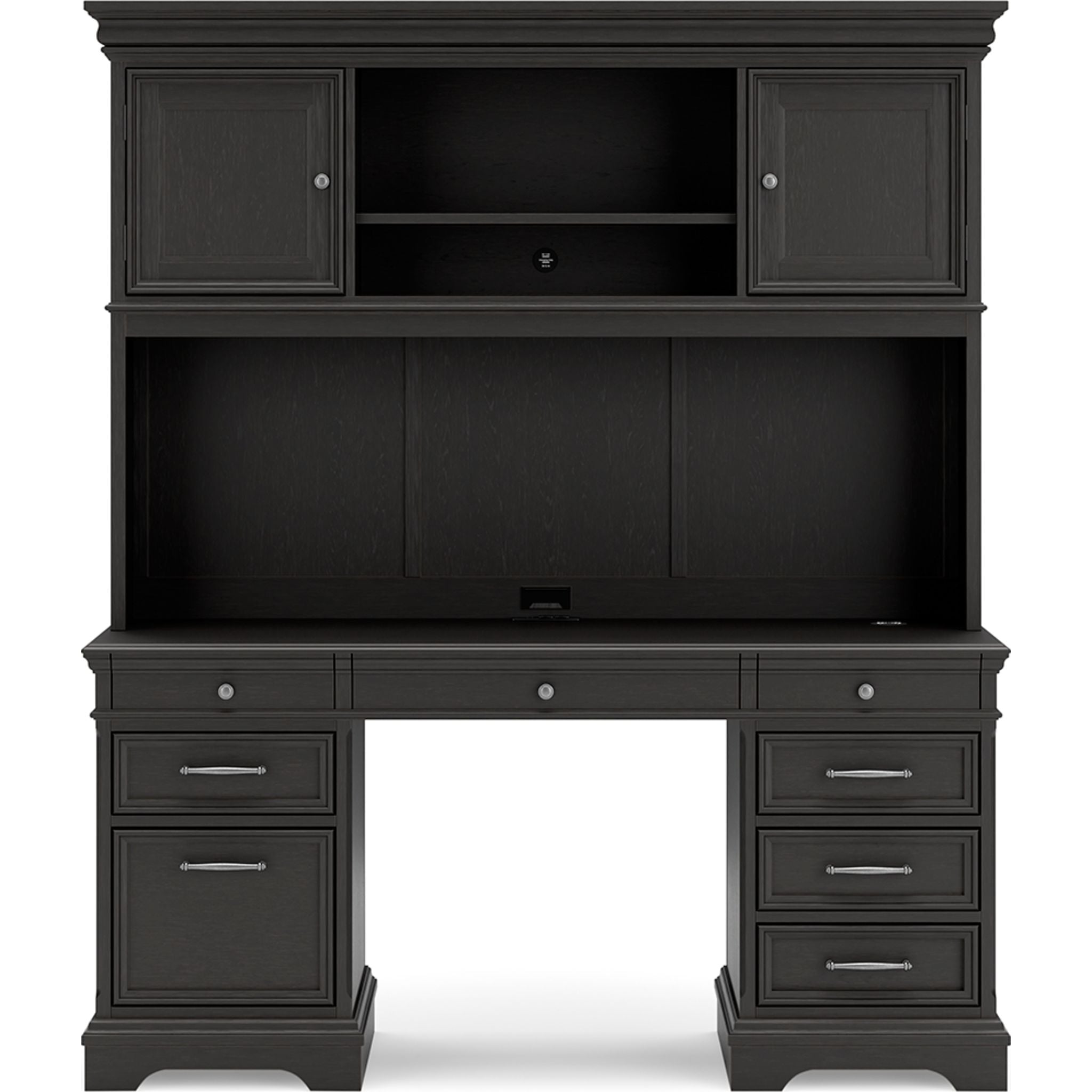 Beckincreek 4-Piece Black Office Desk Set - Modern Computer Workstation for Home & Office Workspace
