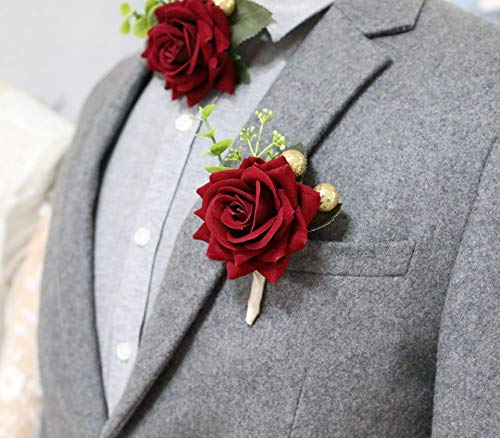 C Wine Red Boutonnieres