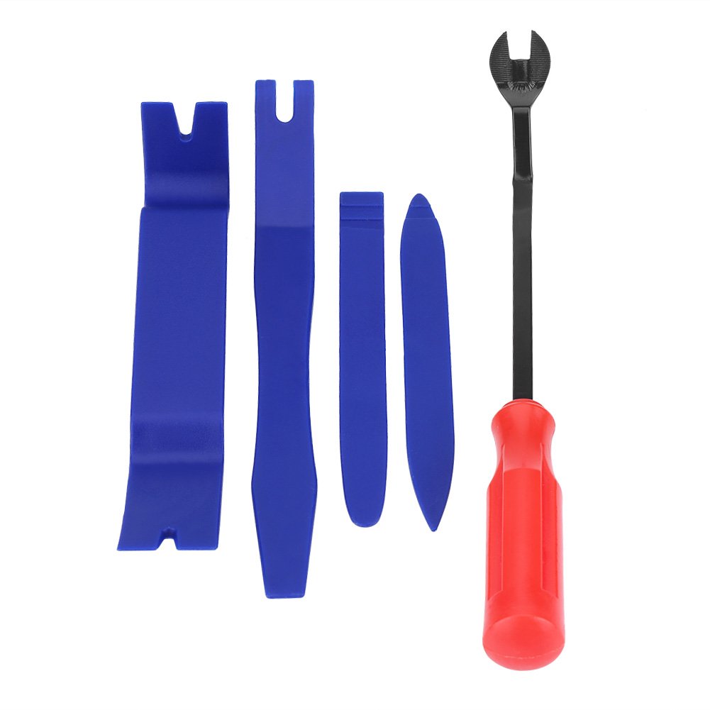 Acouto 5-Piece Hard Plastic & Metal Car Stereo Radio Door Clip Panel Dashboard Trim Removal Tool Set - Perfect for Auto Repair, Door Panel, Dash Board, Radio Panel & Roof Lining Installation