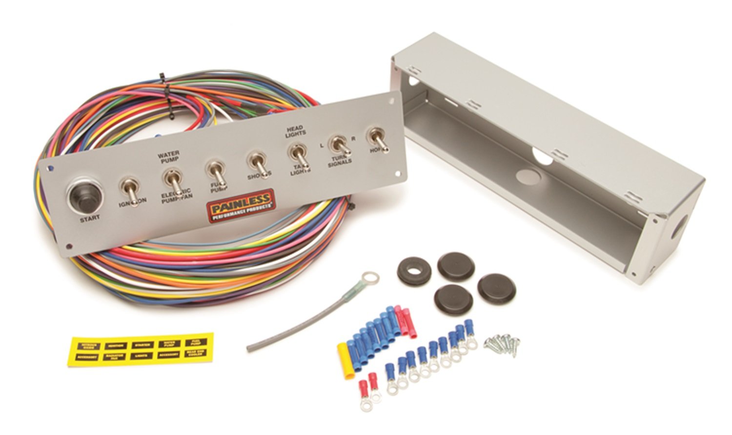 Painless Performance 50410 Brushed Aluminum Pro Street Toggle Switch Panel - 8-Switch Control Panel for Automotive, Marine & Off-Road Vehicles | Perfect for Car Modifications, Boat Accessories & Truck Upgrades
