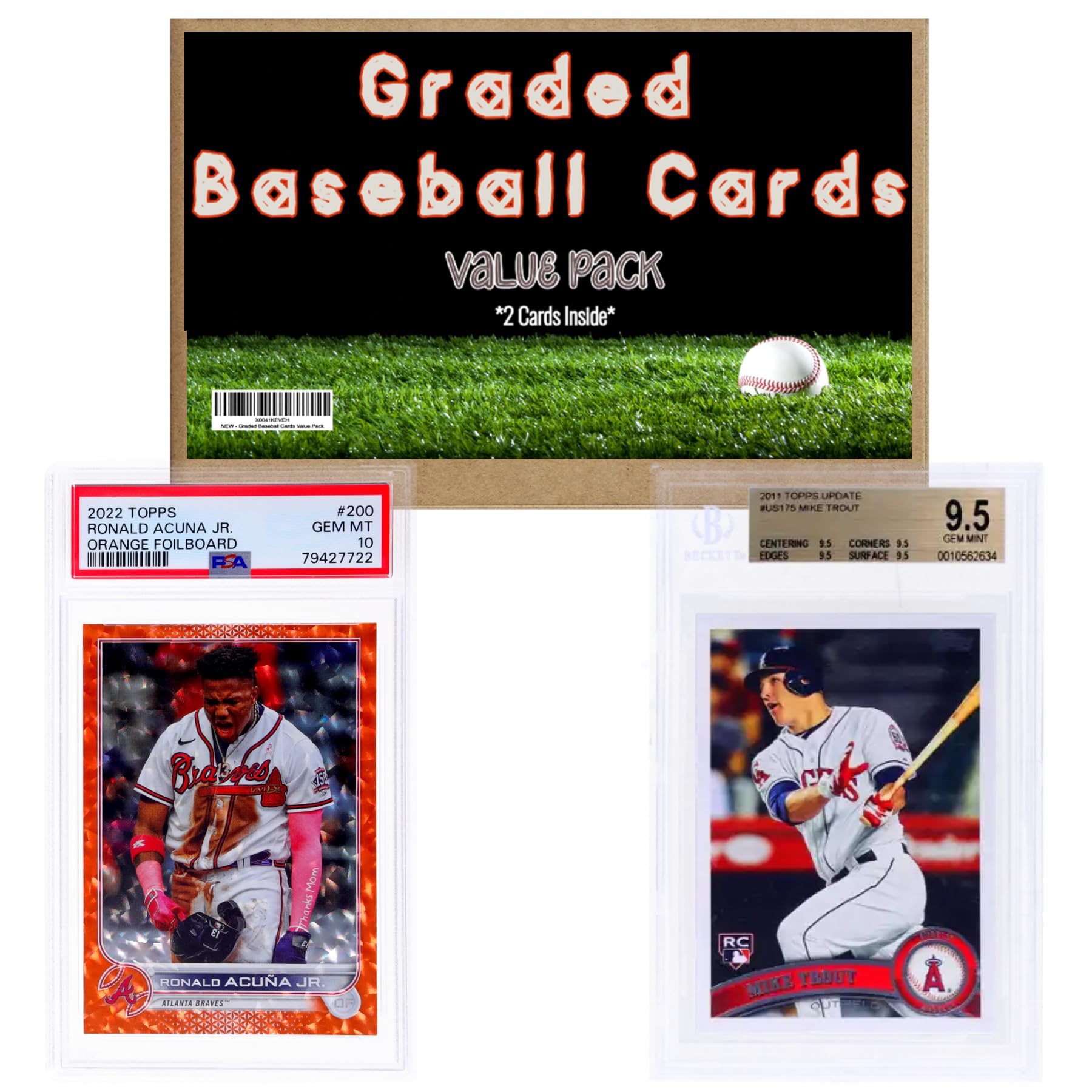 PSA Graded Baseball Cards Value Pack - 2 Authentic Collectible Cards with Autographs, Refractors & PSA 10 Potential | Perfect Gift Set for New Collectors & Baseball Fans | Great for Trading, Display & Investment