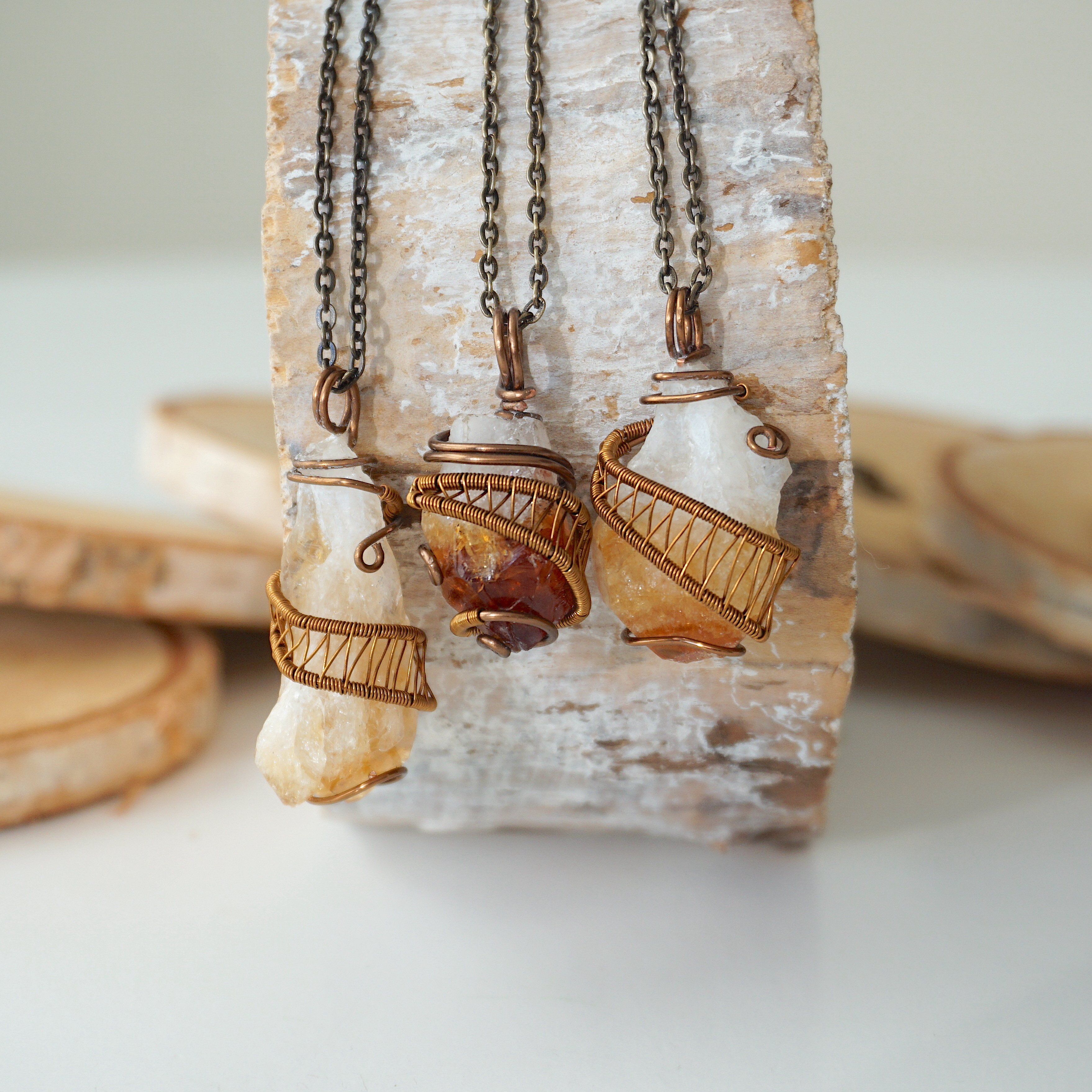 Raw Citrine Crystal Point Pendant Necklace in Antique Bronze - Natural Healing Stone Jewelry for Meditation, Energy Cleansing & Spiritual Protection