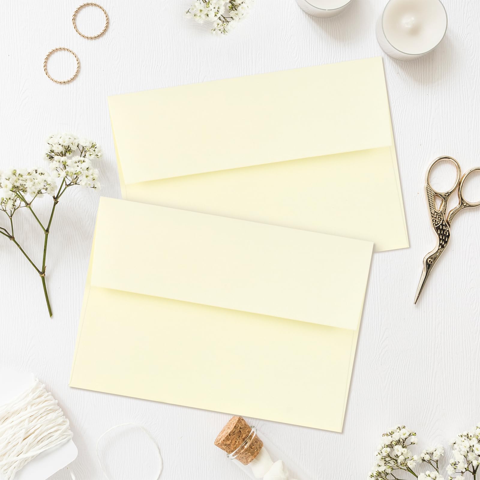 AZAZA 50 Pack 4x6 Ivory Self Seal Envelopes - A4 Printable Invitation Envelopes for Wedding, Baby Shower, Greeting Cards | Perfect for Mailing, Stationery & Event Planning