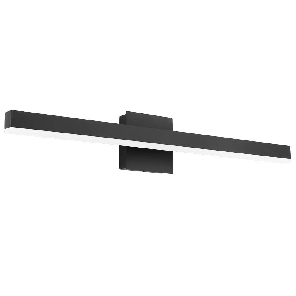 Aipsun 27.6 Inch Modern Black LED Bathroom Vanity Light Fixture - Dimmable Wall Sconce for Bathroom Mirror Lighting (White Light, 4000K) - Perfect for Modern Home Decor, Spa Style Bathrooms & Makeup Vanity Areas