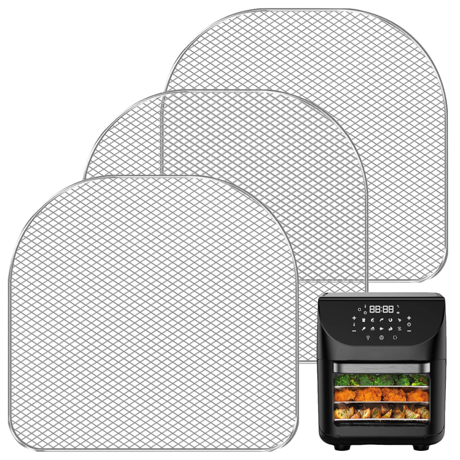GWY 3-Pack Air Fryer Dehydrator Racks - Compatible with Chefman 6.3 QT, Power XL 10 QT, Caynel & Instant Vortex Plus - Perfect for Dehydrating Fruits, Meats & Making Jerky - Essential Air Fryer Oven Accessories for Healthy Snacks & Meal Prep