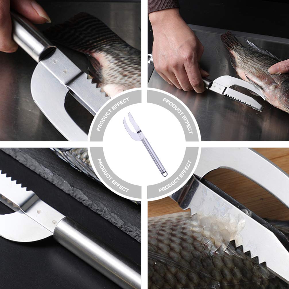 Hemoton Stainless Steel Fish Scaler Brush - Swivel Peeler & Scale Remover Tool for Kitchen - Durable Fish Scale Scraper & Cleaner - Perfect for Seafood Prep, Cooking, and Professional Chefs