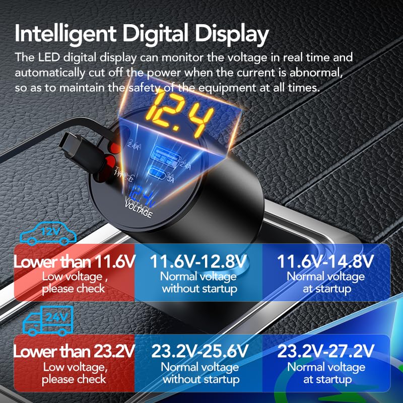 4-in-1 60W Super Fast Retractable Car Charger with 2 USB Ports & 2 Retractable Cables - Compatible with iPhone 16/15/14/13/12/11, AirPods 4, Galaxy & Pixel - Perfect for Road Trips & Daily Commutes