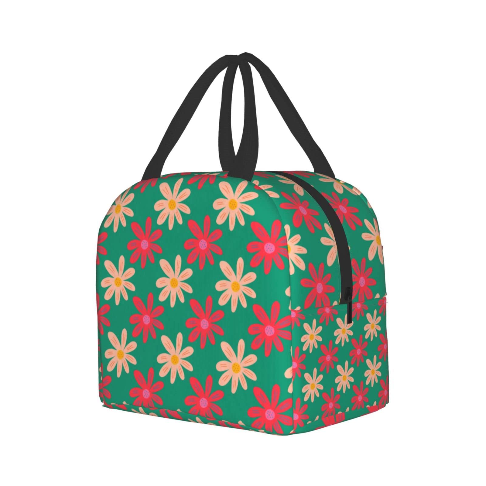 **Insulated Lunch Bag with Ditsy Flower Design - Reusable & Portable Meal Container for Men & Women - Perfect for Work, Travel, Picnic & Outdoor Activities**