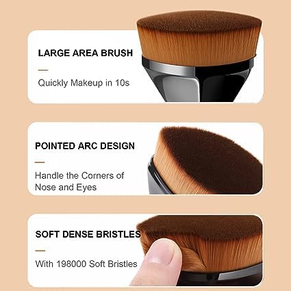 Anup Torda Professional Makeup Brush Set - Blending Brush for Liquid Blush & Foundation - Soft Bristle Cosmetic Brush for Seamless Makeup Application - Perfect for Daily Use & Professional Makeup Kits (Small Size)