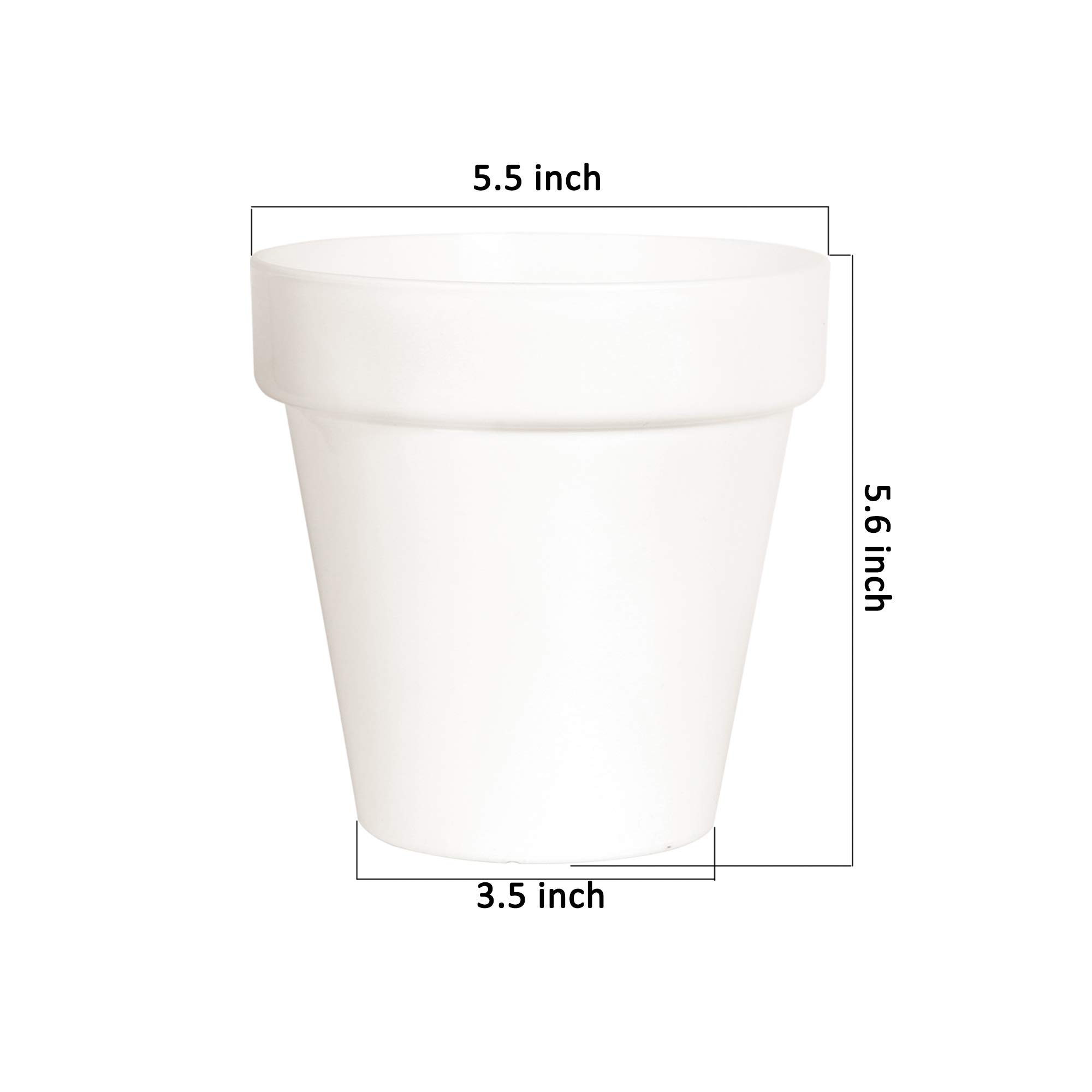 Youngever 8 Pack 5.5 Inch Plastic Plant Pots for Indoor Plants - White Flower Pots with Drainage Holes, Lightweight Decorative Garden Planters for Home, Office, Balcony Decor