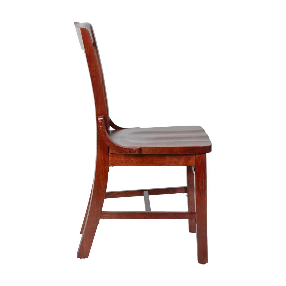 Flash Furniture Hercules Series Wooden Dining Chair - Classic Armless School House Back Restaurant Chair for Kitchen, Cafe & Home, Mahogany Finish | Perfect for Restaurants, Diners & Modern Farmhouse Decor
