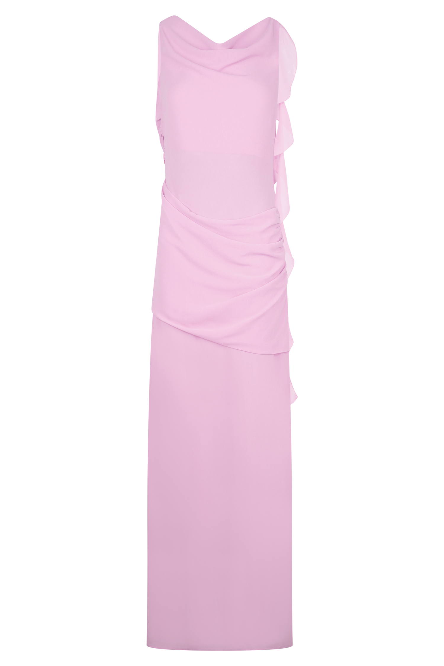 Elegant Daria Draped Chiffon Maxi Dress in Light Lilac - Perfect for Weddings, Parties & Special Occasions
