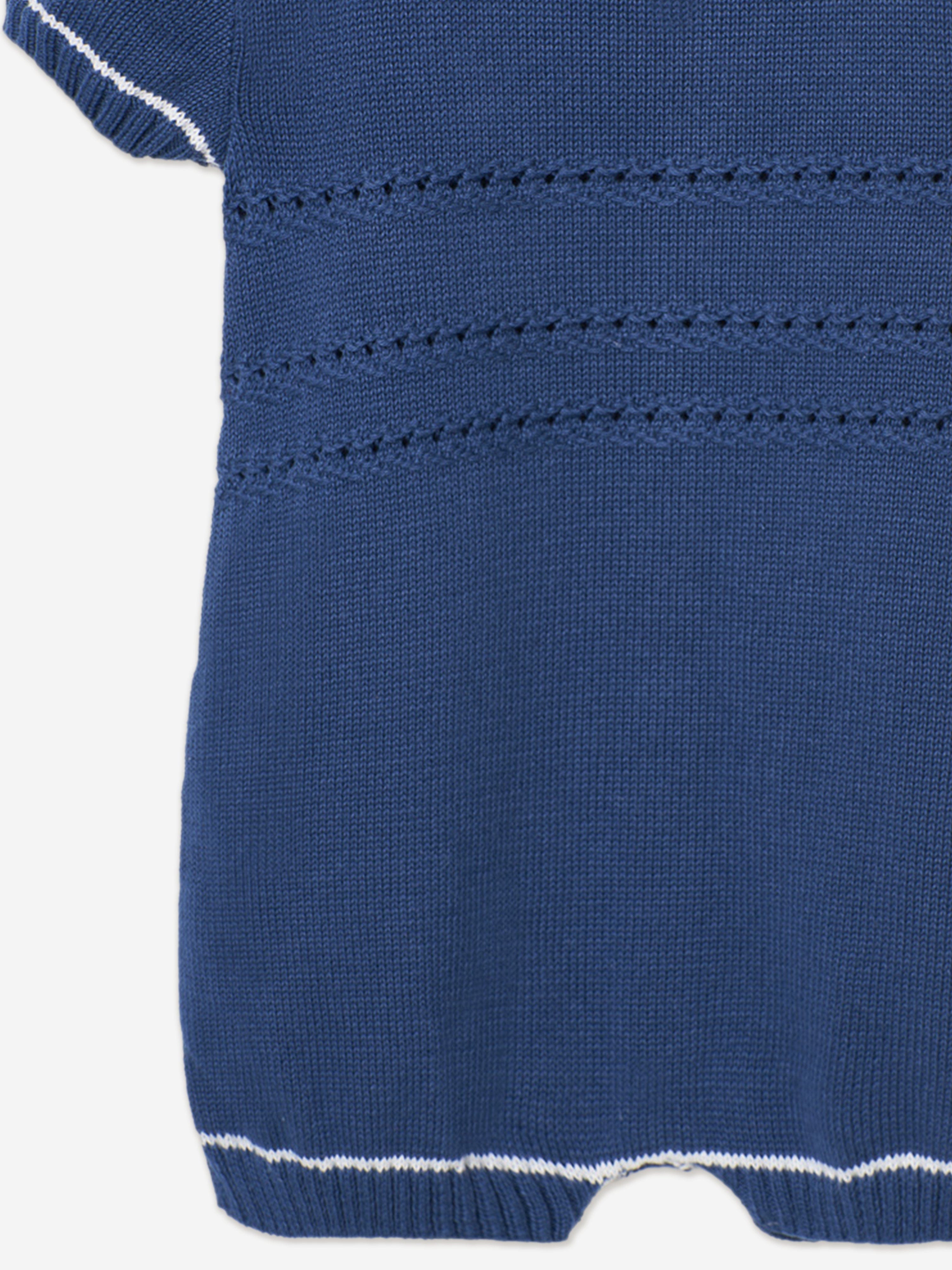 Adorable Baby Boys Knitted Romper - Soft Blue Cotton Jumpsuit for Newborns & Infants | Perfect for Playtime, Photo Shoots & Family Outings