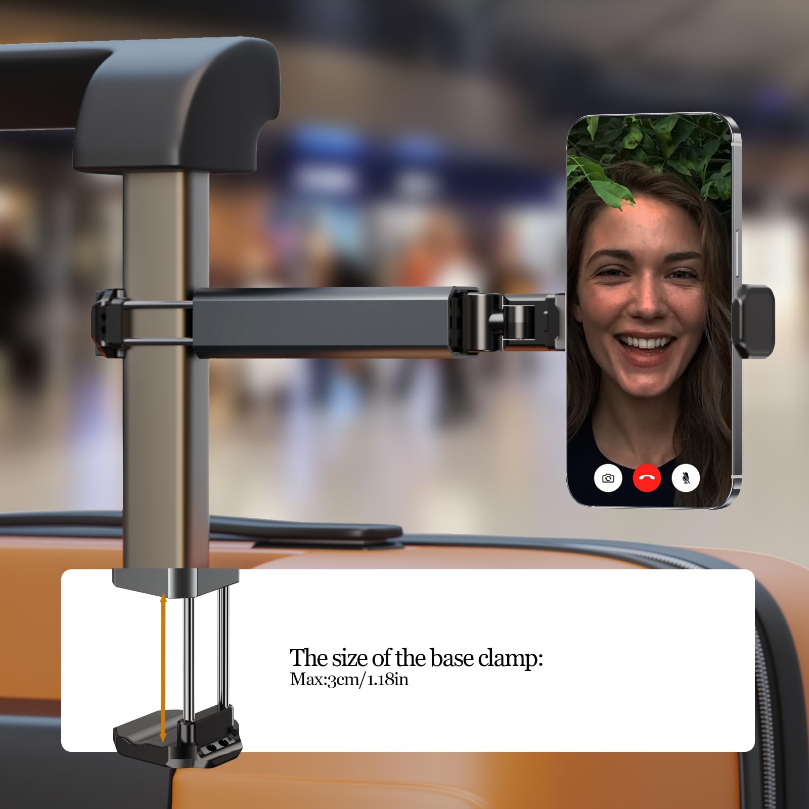 Compact Airplane Travel Phone Mount with 1.57