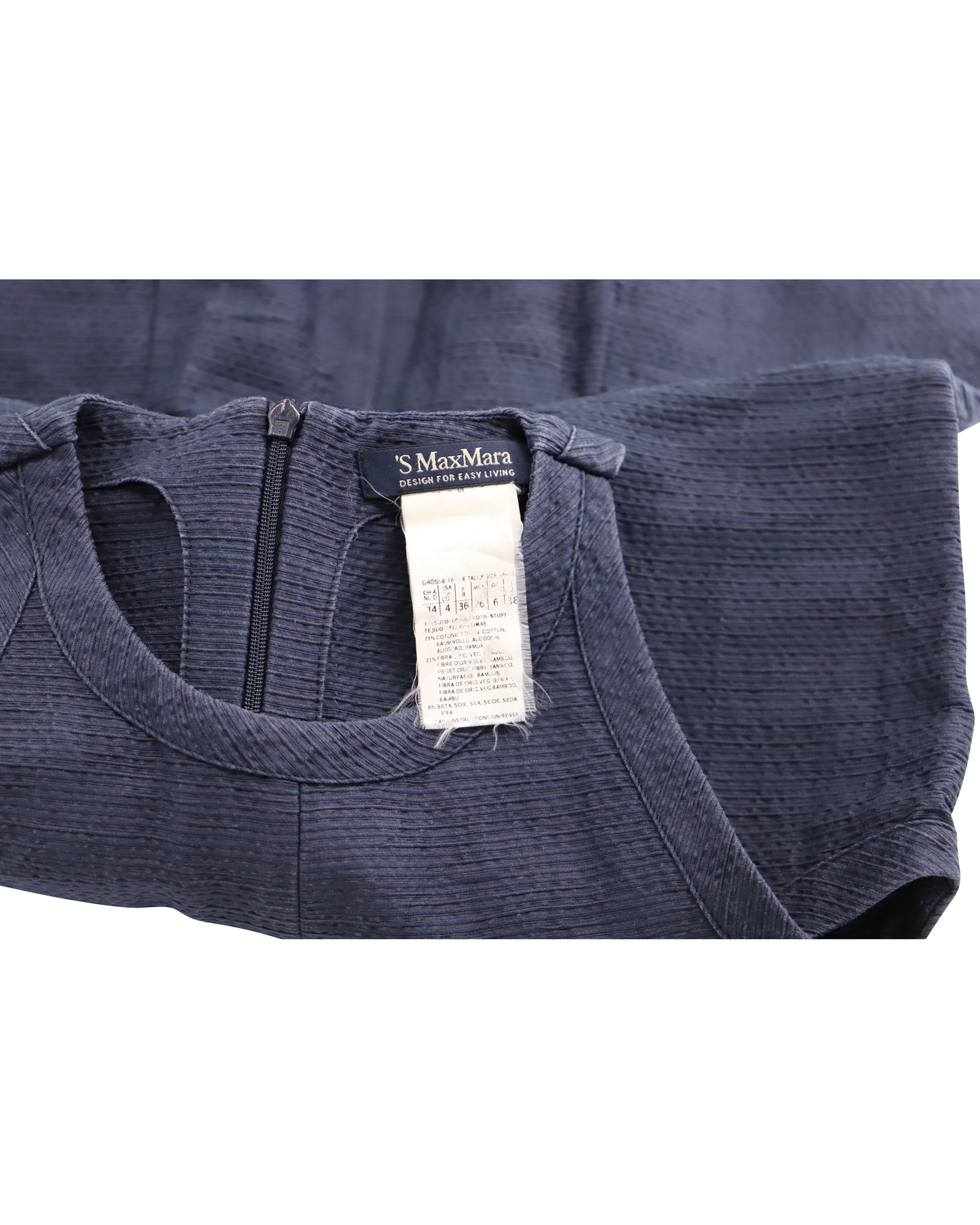 Max Mara Women's Navy Blue Cotton Halter Dress - Elegant Summer Beachwear & Casual Outfit for Parties, Vacations, and Date Nights
