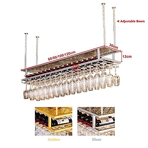 Premium Metal Iron Ceiling Wine Rack - Golden Hanging Stemware Storage Shelf for Wine Bottles & Goblets (60x30cm) - Perfect for Bars, Restaurants & Home Wine Cellars