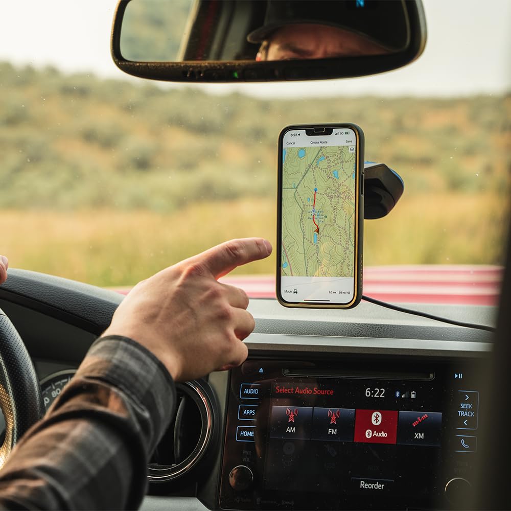 Quad Lock Suction Car Phone Mount with MAG Wireless Charging - Compatible with iPhone 13/14/15 & Samsung Galaxy - Windshield & Dashboard Phone Holder Kit - Perfect for Driving, GPS Navigation & Hands-Free Calls