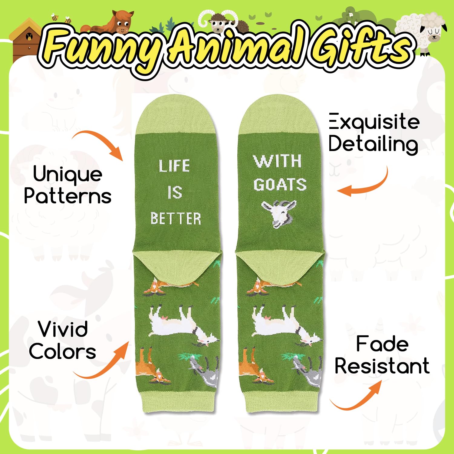 Zmart Animal Socks for Men & Women - Fun Donkey, Poodle, Squirrel, Beagle & Goat Design Novelty Socks - Perfect Gift for Pet Lovers & Animal Enthusiasts - Great for Casual Wear, Costume Parties & Holiday Gifts